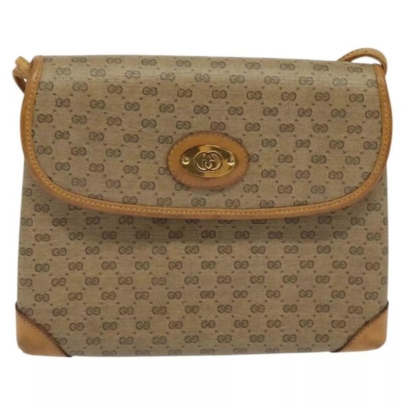 GUCCI Micro GG Supreme Shoulder Bag PVC Beige Gold 007 49 5548 Auth th5762 - Picture 1 of 16
